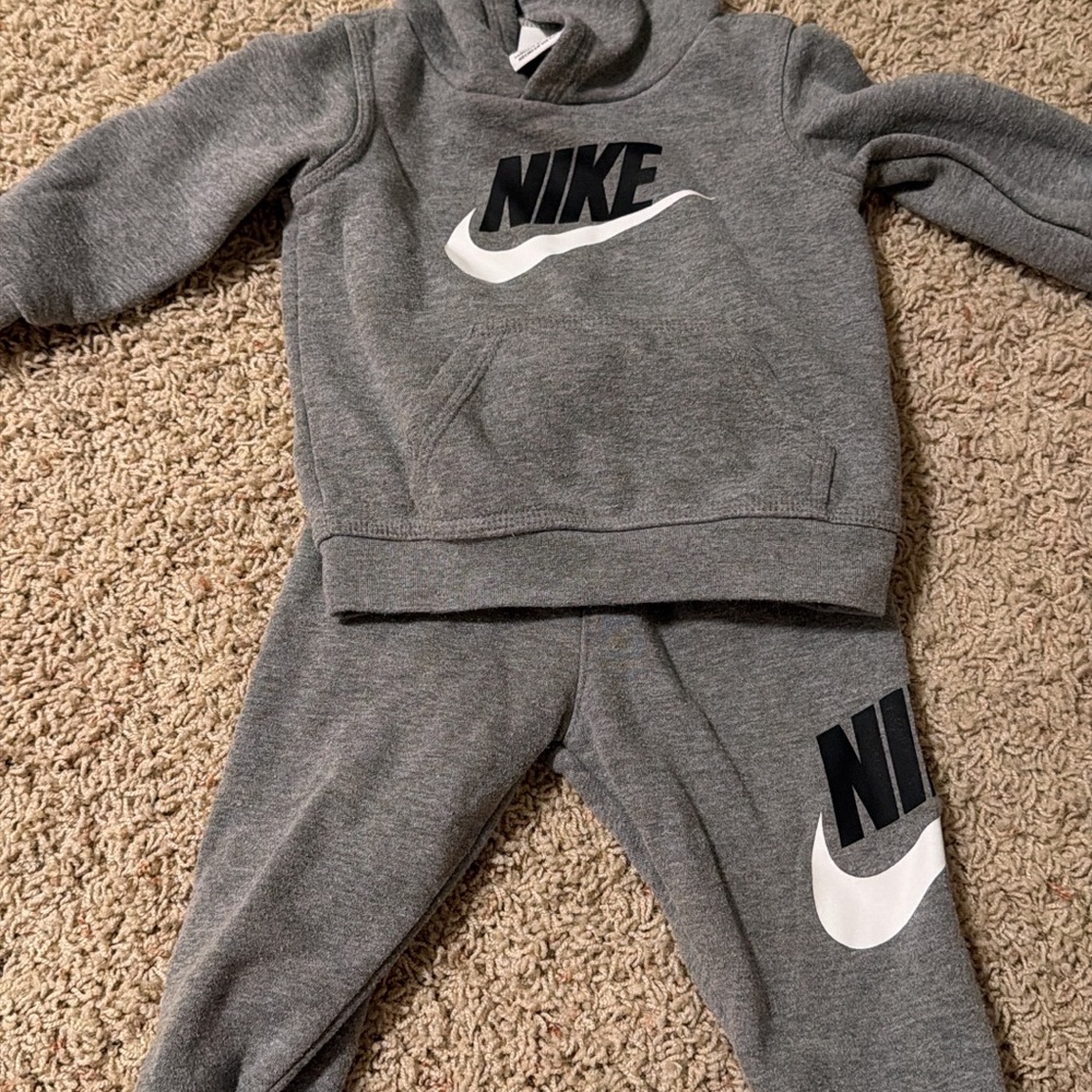 Nike Kids Gray Sweatpants and Hoodie Set